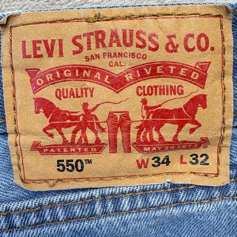 Levis 550 Relaxed Fit Tapered Leg Medium Wash Blue Jeans Mens 34x32 100 Cotton - Picture 11 of 12